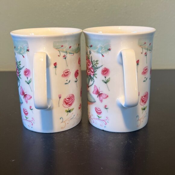 Set of 2 ROSE of ENGLAND Fine Bone China Floral Cups Mugs ~ United Kingdom UK - Picture 8 of 15